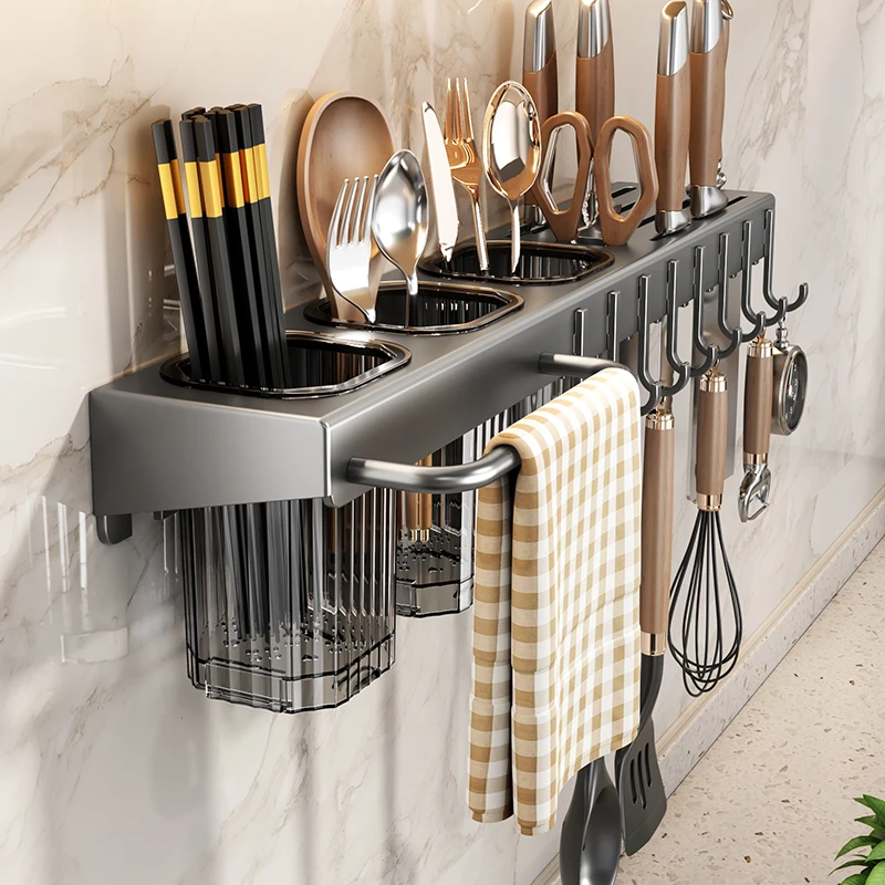 Wall-mounted knife rack for kitchen