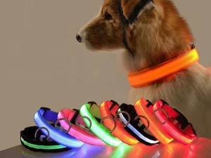 Dog Night Safety Collar Nylon LED Night Light USB Automatic Flashing Fluorescent Protection for Dog's Travel